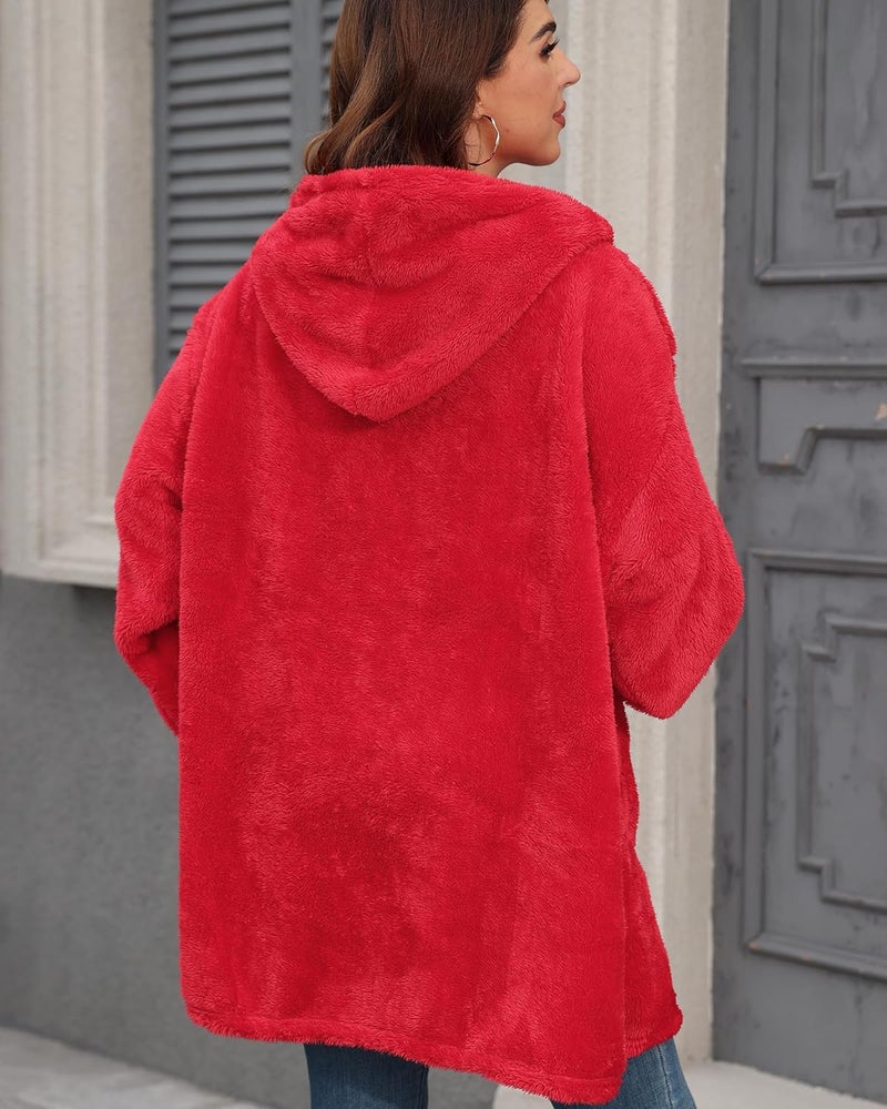 Argstar Hooded Cardigan for Women and Men, Oversized Sweatshirt Fuzzy Fleece Blanket Hoodie Jacket - One Size Fits All - Image 3